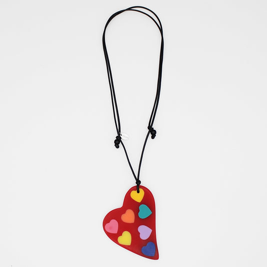 Red Multi-Color Fanciful Heart Pendant