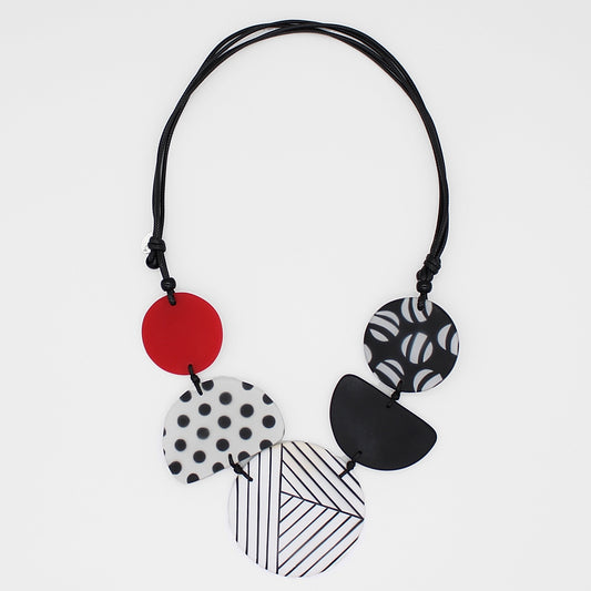 Black White and Red Palma Necklace